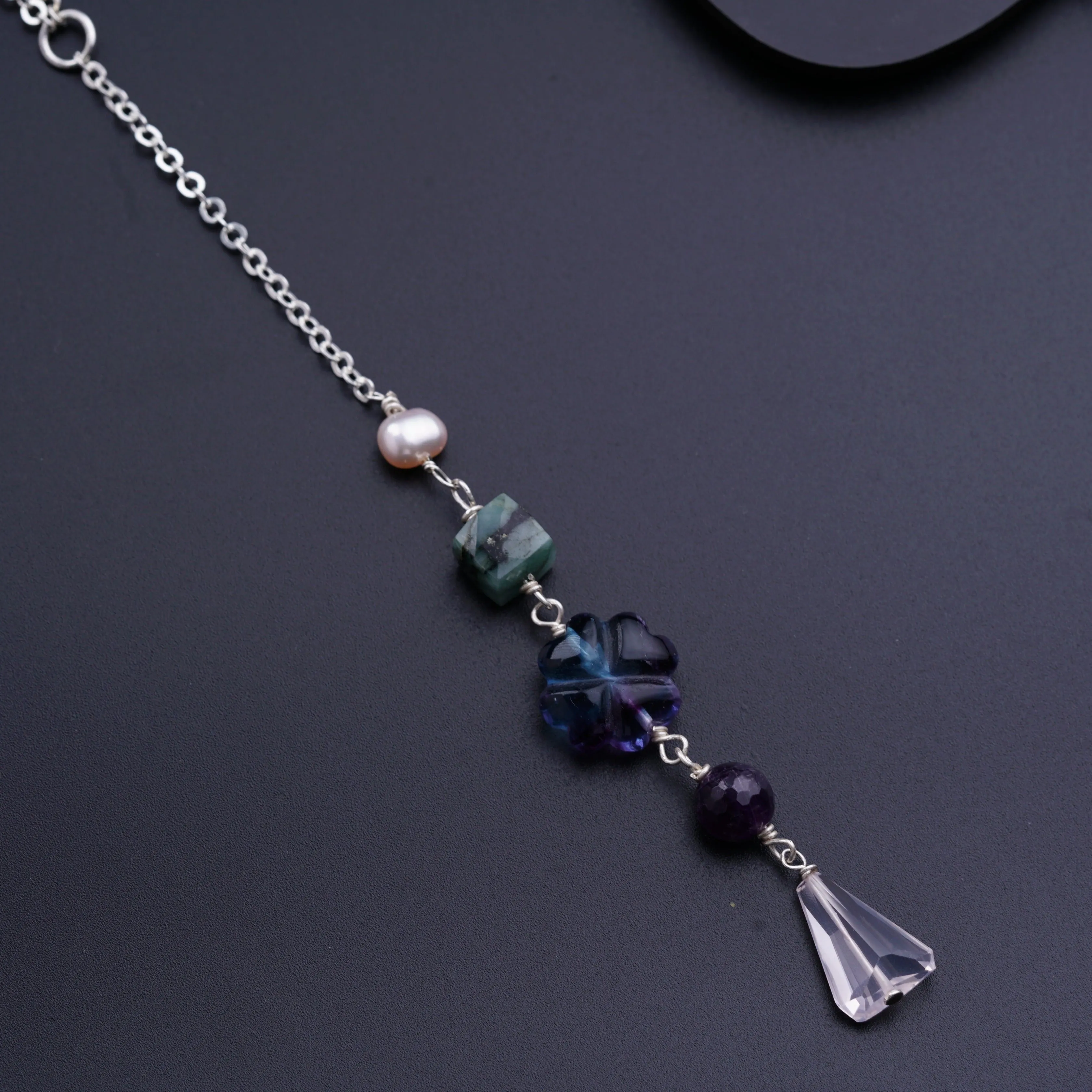 Semi Precious Multicolor Chain Necklace