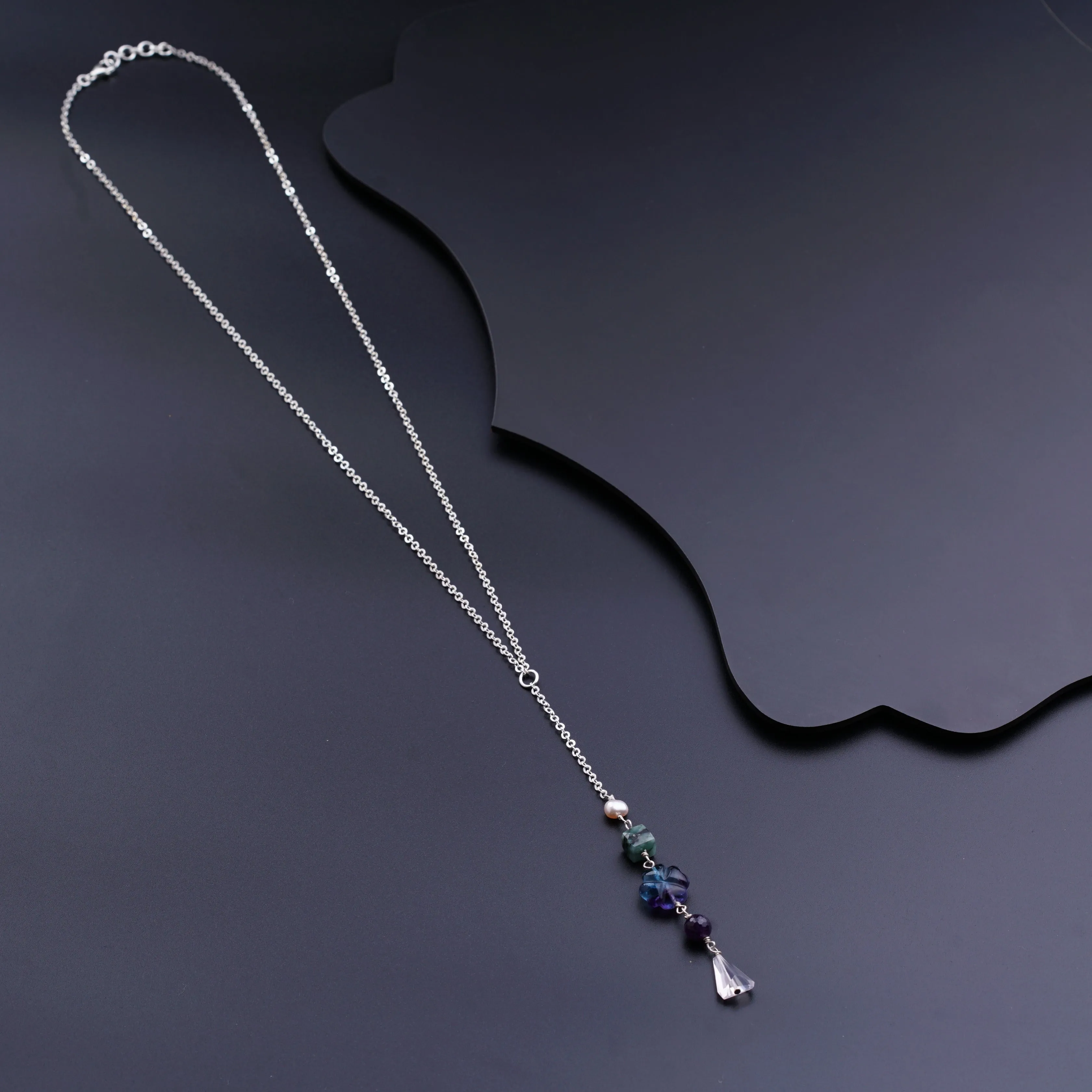 Semi Precious Multicolor Chain Necklace