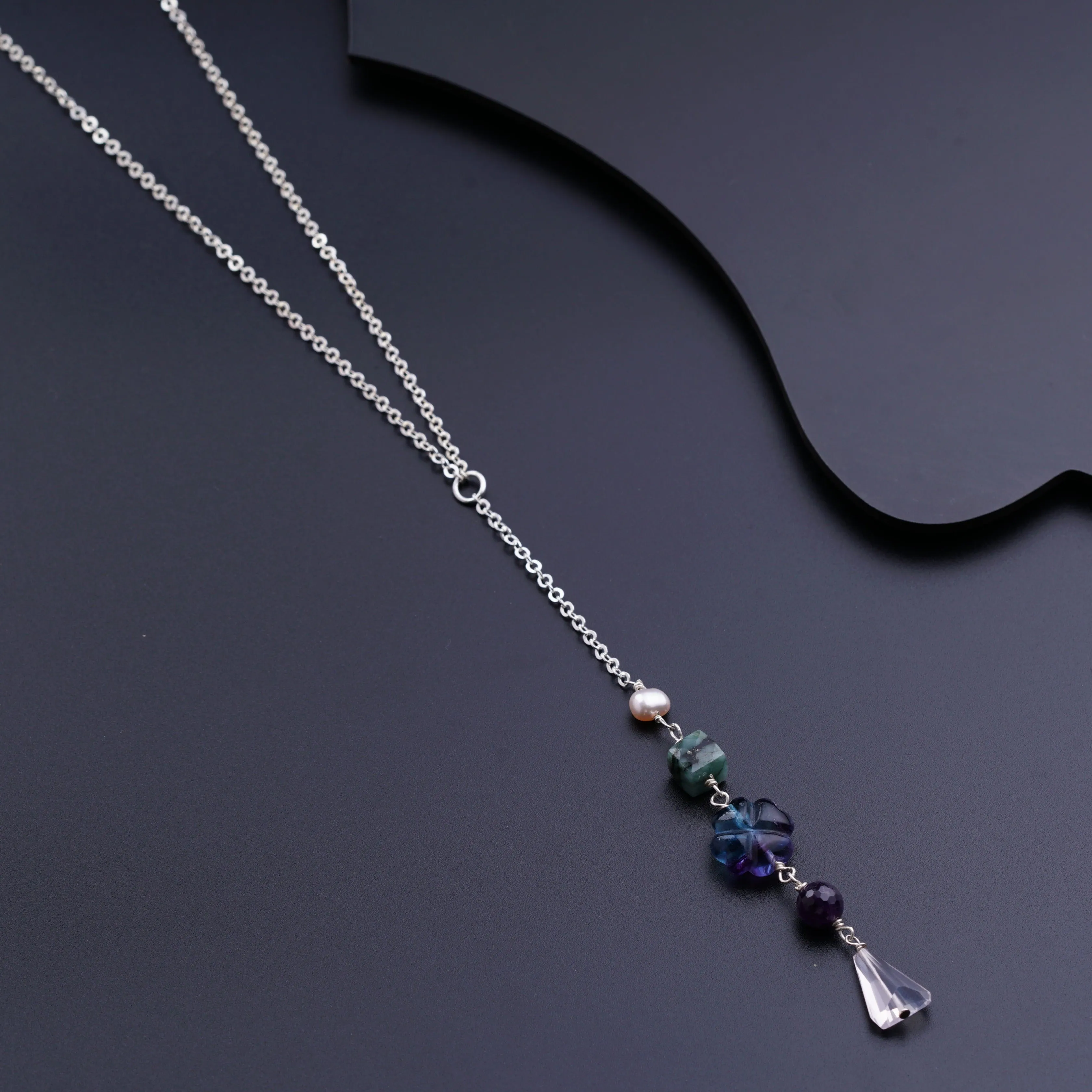 Semi Precious Multicolor Chain Necklace