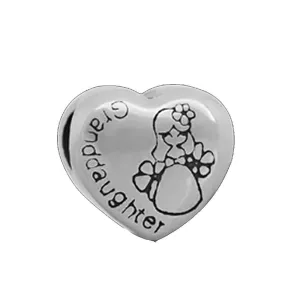 Sexy Sparkles Stainless Steel inch  Granddaughter inch  Love Heart European Charm Bracelet and Necklace Compatible
