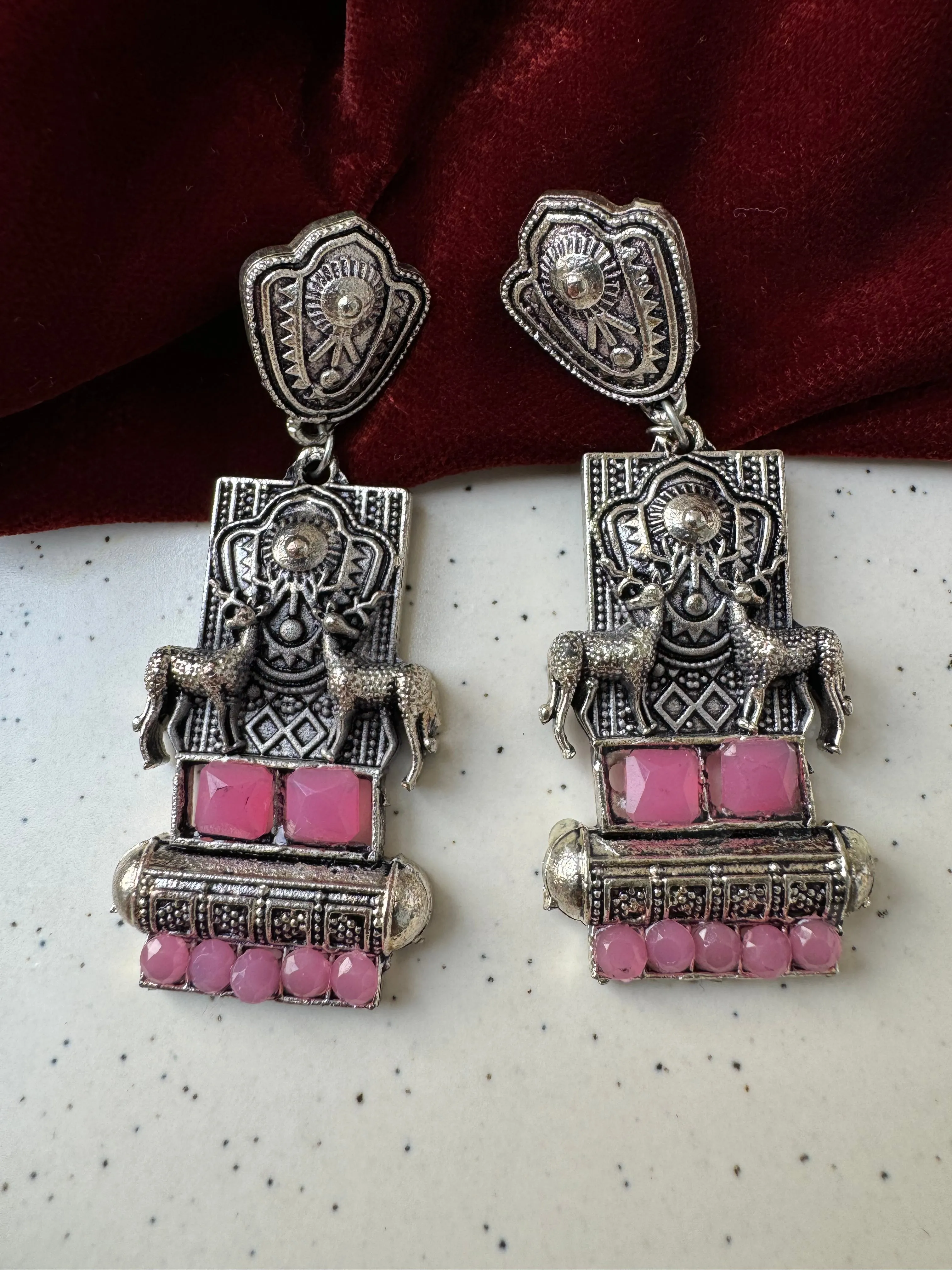 Shalini Chandelier German Silver Earrings