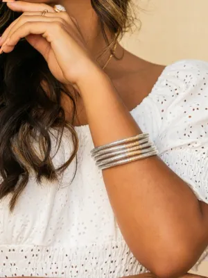 Silver Glitter Jelly Bangle Bracelets