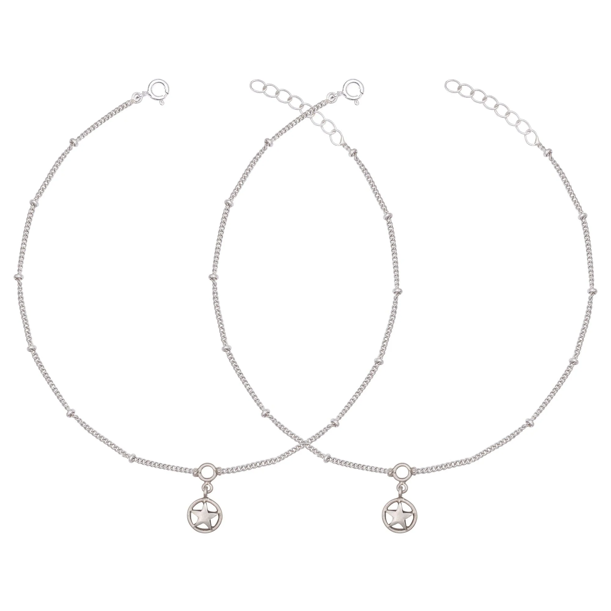 Silver Star Charm Hanging Anklet