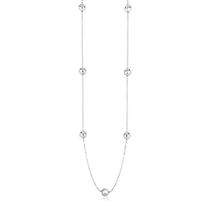 Size: 24'' - Sterling Silver Station Necklace with Large Polished Beads