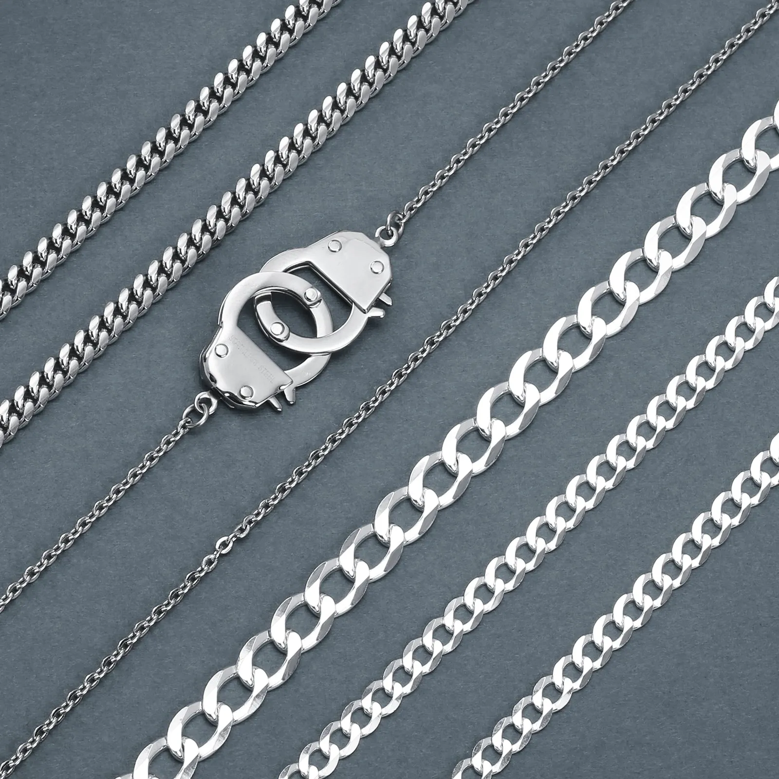 Solid Sterling Silver 5MM Curb Cuban Chain Necklace for Men Nickel-Free Italy Made