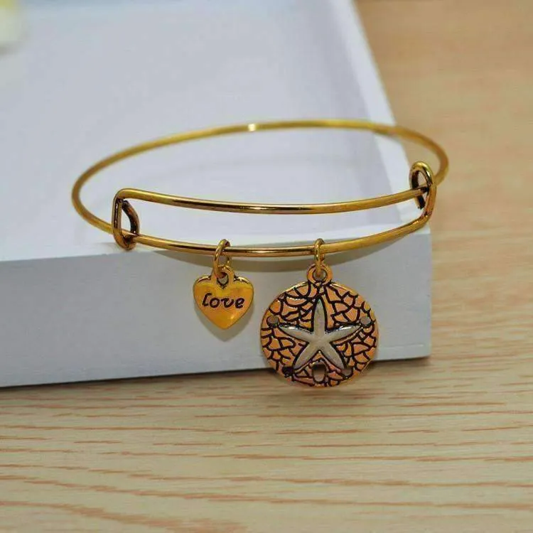 Starfish Love Adjustable Bangle Bracelet - Choose Your Color