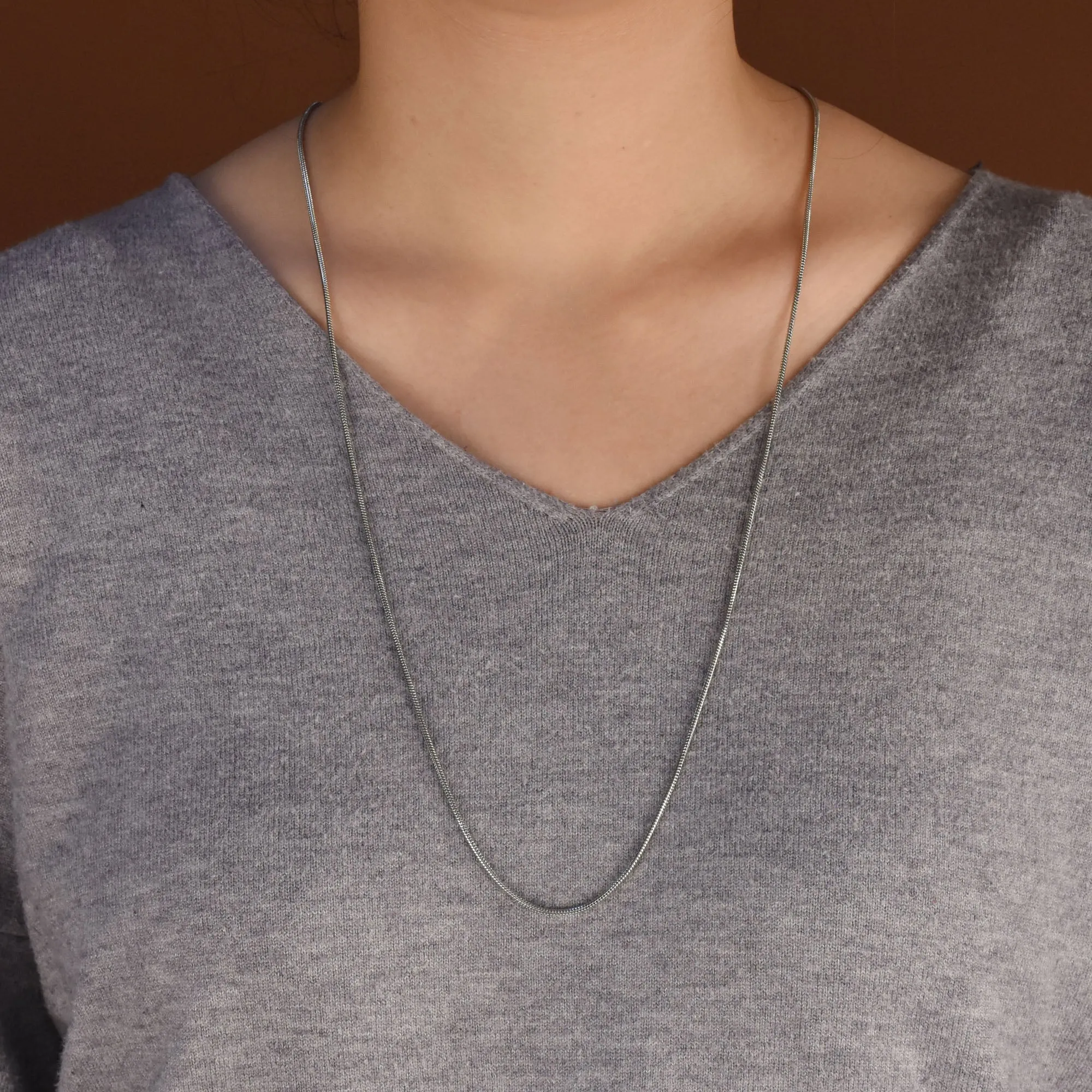 Strong Silver Tone Stainless Steel Snake Chain Necklace for Men Multiple Lengths
