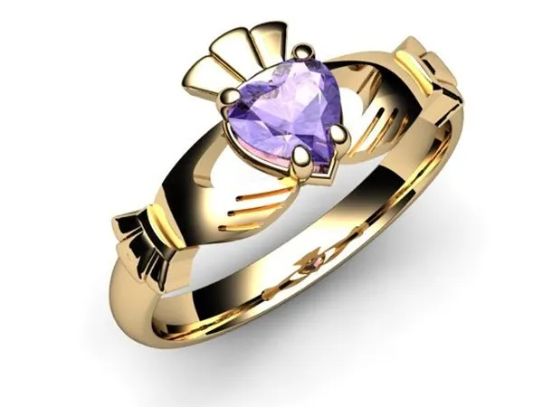 TANZANITE 14K Gold Claddagh Ring <font color="#FF0000"> IN STOCK!  Ships in 48 Hours!</font>