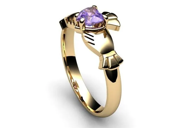TANZANITE 14K Gold Claddagh Ring <font color="#FF0000"> IN STOCK!  Ships in 48 Hours!</font>