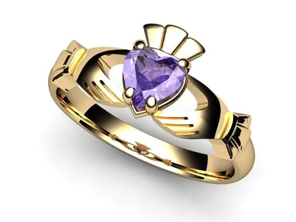 TANZANITE 14K Gold Claddagh Ring <font color="#FF0000"> IN STOCK!  Ships in 48 Hours!</font>