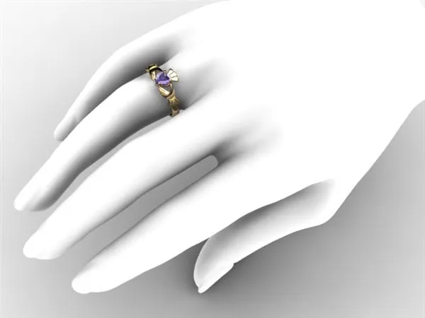 TANZANITE 14K Gold Claddagh Ring <font color="#FF0000"> IN STOCK!  Ships in 48 Hours!</font>