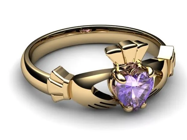 TANZANITE 14K Gold Claddagh Ring <font color="#FF0000"> IN STOCK!  Ships in 48 Hours!</font>