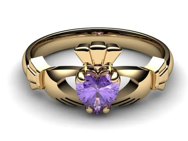 TANZANITE 14K Gold Claddagh Ring <font color="#FF0000"> IN STOCK!  Ships in 48 Hours!</font>