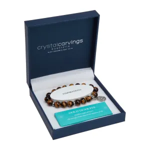 Tiger Eye  Bracelet Tree Of Life Charm 10mm Bead