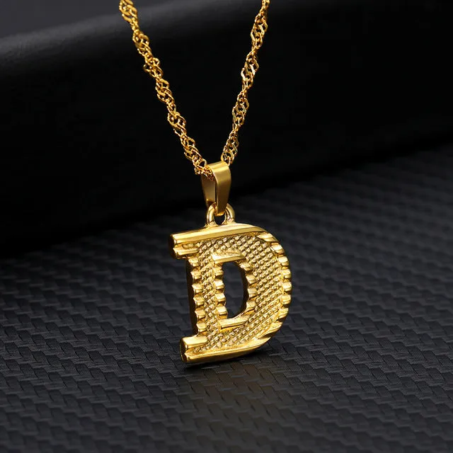 Tiny Gold Initial Letter Necklace