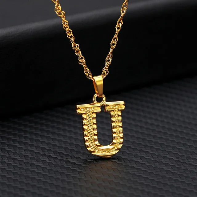 Tiny Gold Initial Letter Necklace