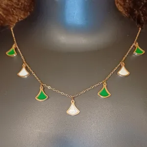 Unique chain with green white hangings_anti tarnish