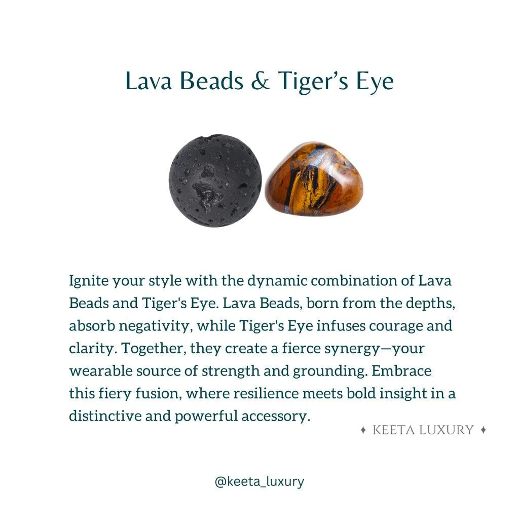 Yellow Admire - Black Lava And Tiger Eye Bracelets