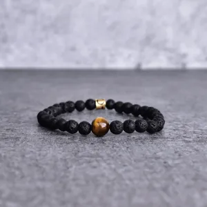 Yellow Admire - Black Lava And Tiger Eye Bracelets
