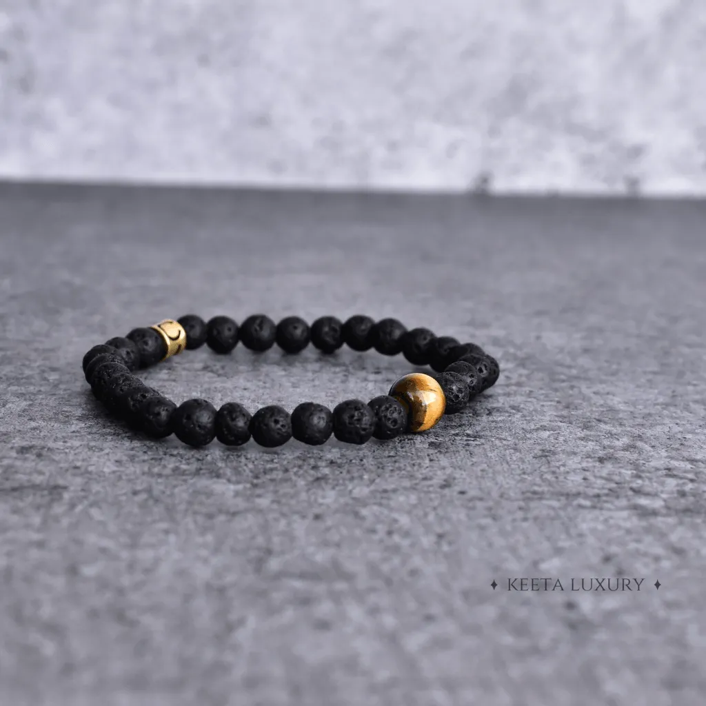 Yellow Admire - Black Lava And Tiger Eye Bracelets