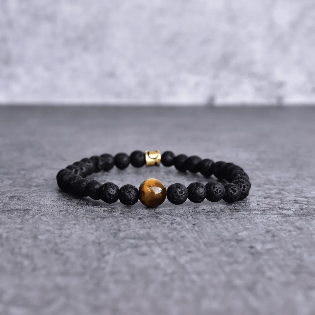 Yellow Admire - Black Lava And Tiger Eye Bracelets
